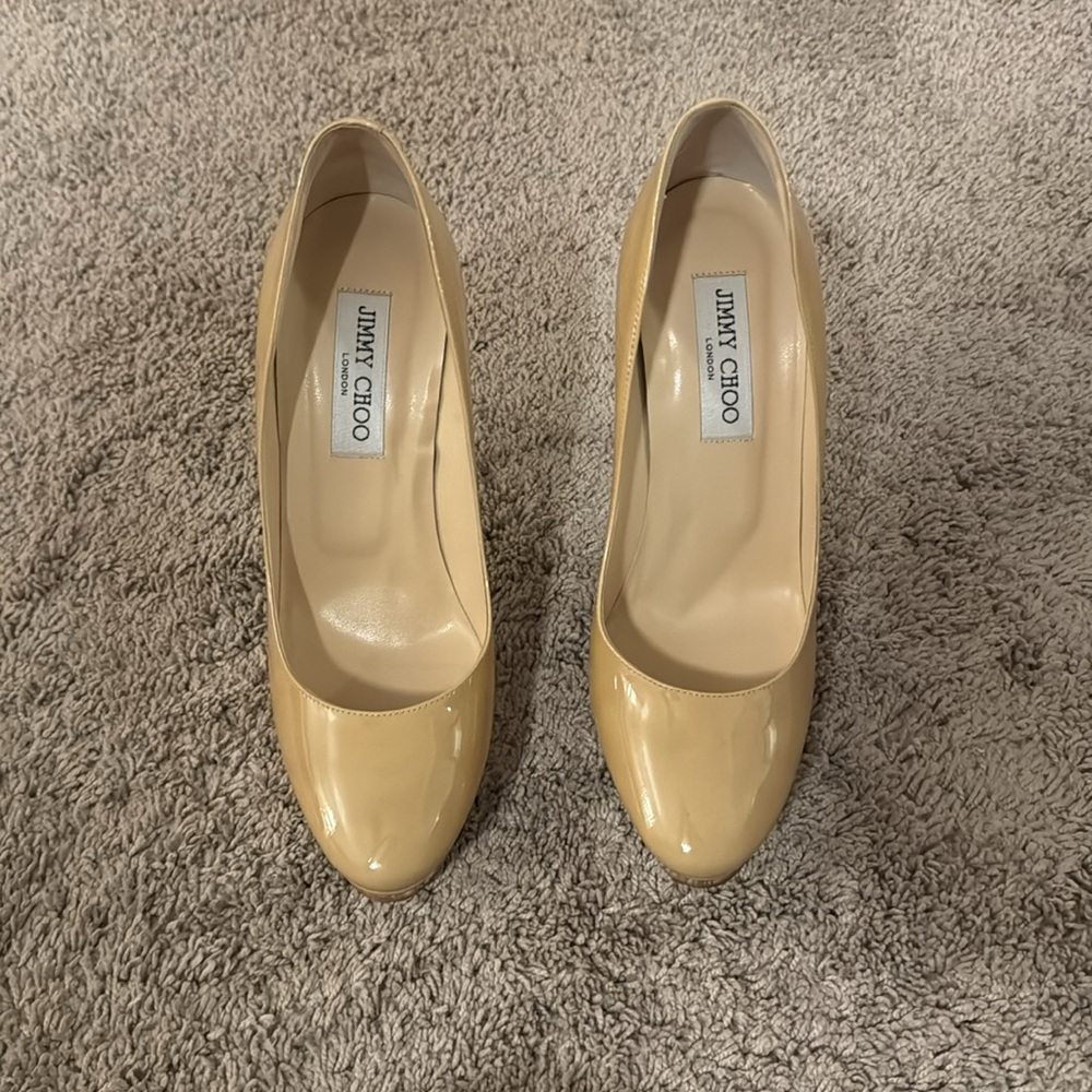 New Jimmy Choo Nude Patent Pumps